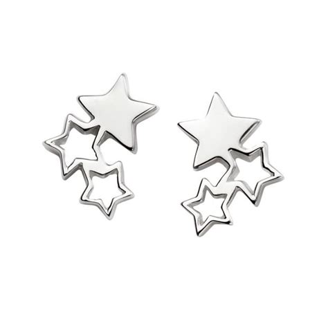 Sterling Silver Triple Star Earrings Star Earrings Stud Beautiful