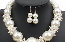 pearl jewelry set necklace sets women earrings bridal fashion pearls big crystal wedding imitation earring pcs