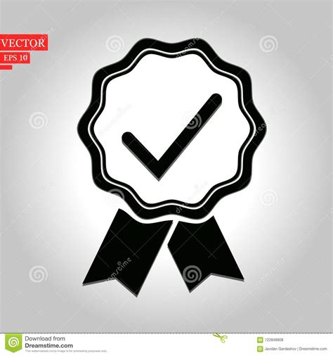 Approved Or Certified Medal Icon In A Flat Design Award Symbol On