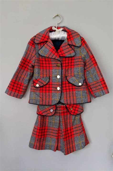 Vintage Girls Suit Plaid Suit 4 Christmas Outfit Gem