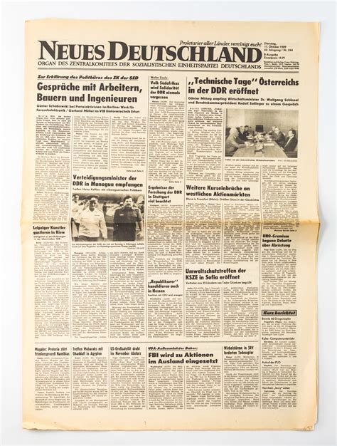 Zeitung Neues Deutschland 17 Oktober 1989 Ddr Museum Berlin