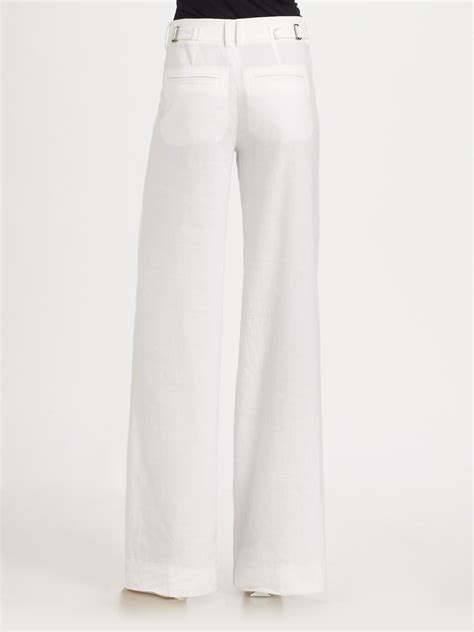 Vince Stretch Linen High Waisted Wide Leg Pants In White Lyst