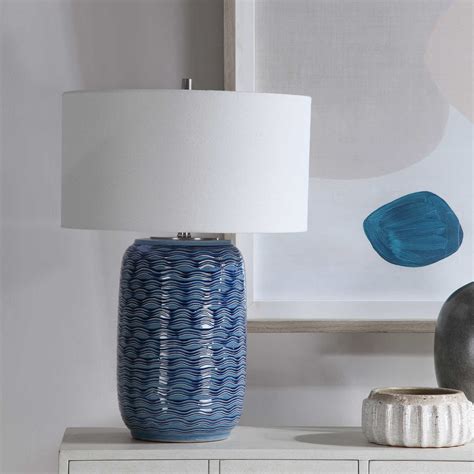 Blue Sedna Table Lamp In Brushed Nickel Bella Casa Decor And Design