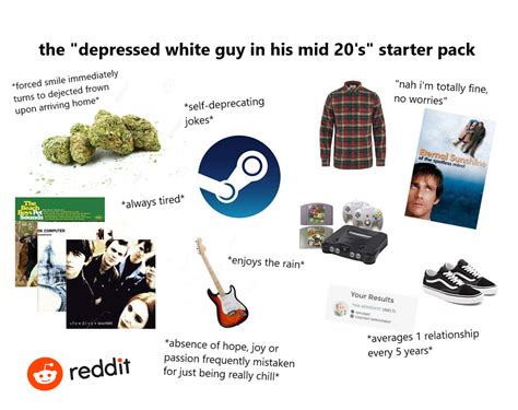 Depressed White Guy In His Mid 20s Starter Pack Rstarterpacks