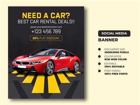 Car Rent Social Media Banner Templates Car Rent Flyer Template By