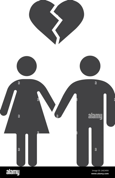 Lovers Breakup Glyph Icon Divorced Couple Silhouette Symbol Man And