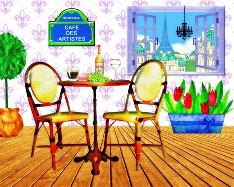 Little French Café Clipart Bonus Illustrations 6 French Cafe Art