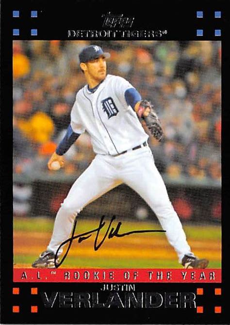 Justin Verlander Baseball Card Detroit Tigers 2007 Topps 326 AL
