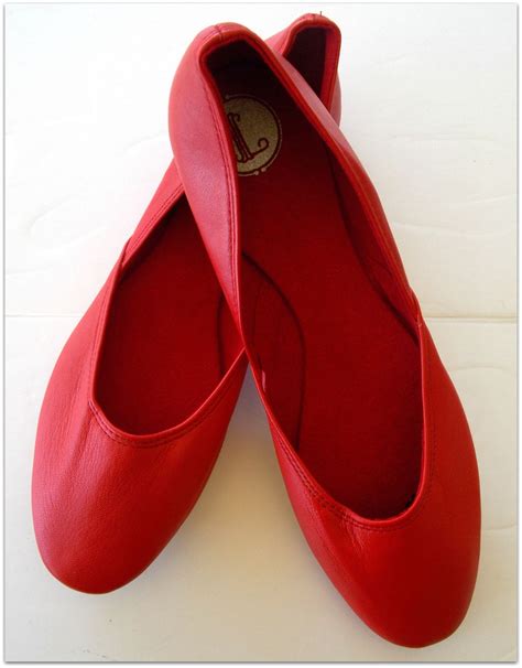 Maya Red Leather Ballet Flats Womens Shoes Bridal Etsy