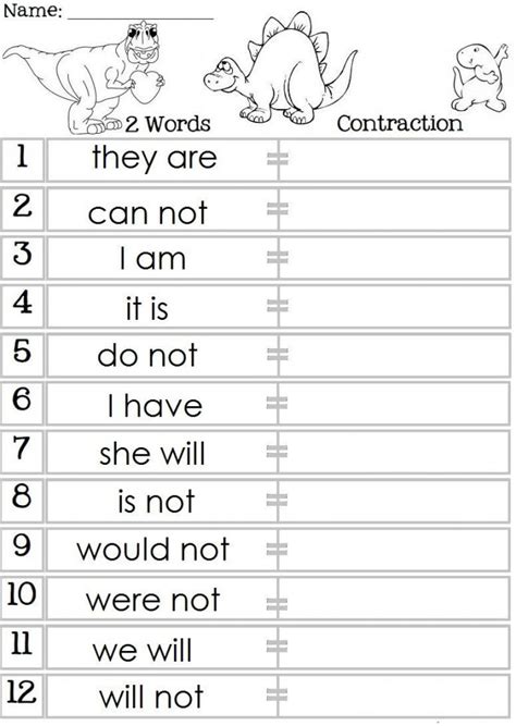 contractions worksheets  improving  grammar kittybabylovecom