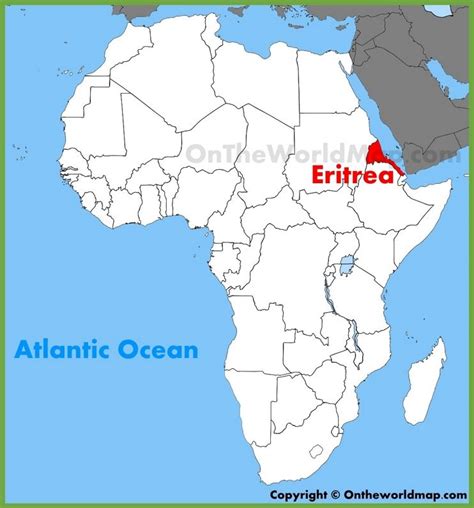 Carte orthographique de l'afrique, montrant l'emplacement de l'érythrée. Eritrea location on the Africa map