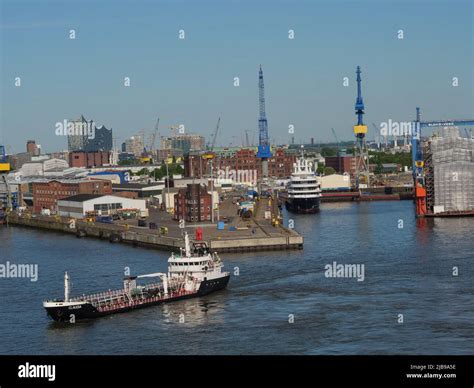 The City Of Hamburg And The Elbe River Stock Photo Alamy