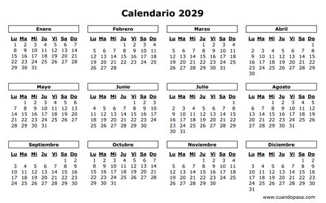 Calendario 2029