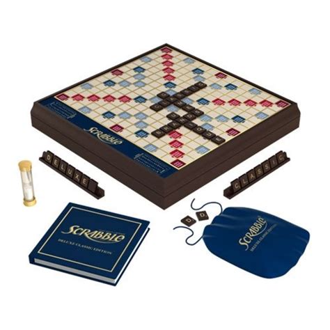 Scrabble Deluxe Classic Edition Wooden with Rotating Board & Raised Grid - Boardgames.ca