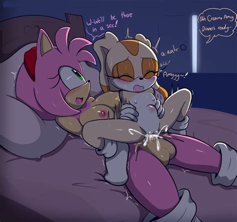 Rule 34 1futa 2girls Age Difference Amy Rose Balls Bed Breasts Bulge