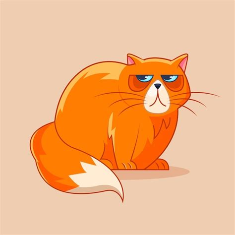 Premium Vector Hand Drawn Fat Cat Cartoon Illustration