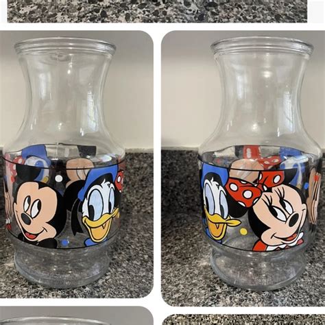 Anchor Hocking Dining Vtg Anchor Hocking Disney Mickey Minnie Mouse Donald Juice Carafe