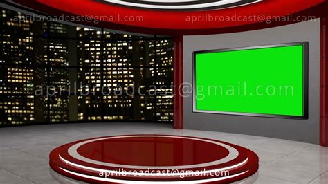 News TV Studio Set 56 Virtual Green Screen Background Loop Green