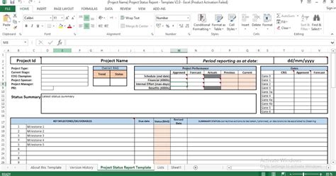 Project Status Report Excel Template Engineering Management