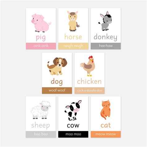 Printable Farm Animal Flash Cards