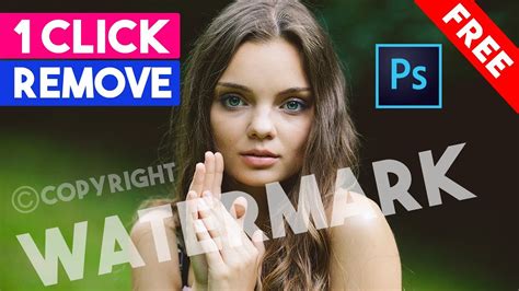1 Click Remove Watermark From Photo In Photoshop Free Actions Youtube