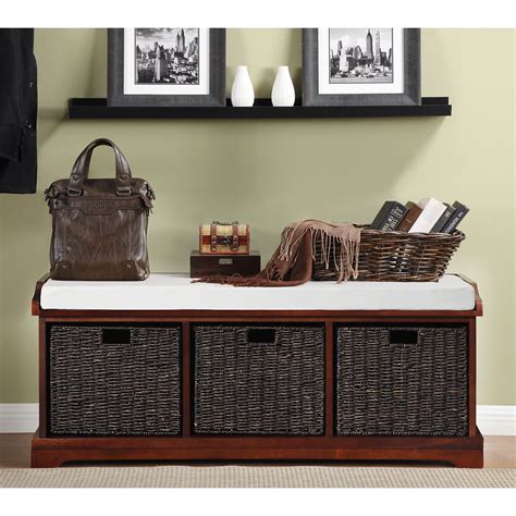 Storage Bench with Three Natural Fiber Bins - Sam's Club | Storage
