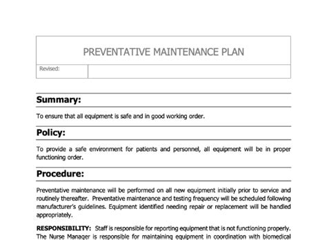 Preventative Maintenance And Repair Policy