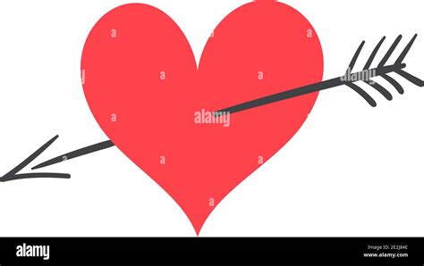 Valentine Red Heart Pierced Arrow Stock Vector Image And Art Alamy