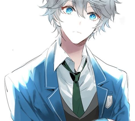Cute Anime Boy White Hair Blue Eyes Aesthetic Elegants