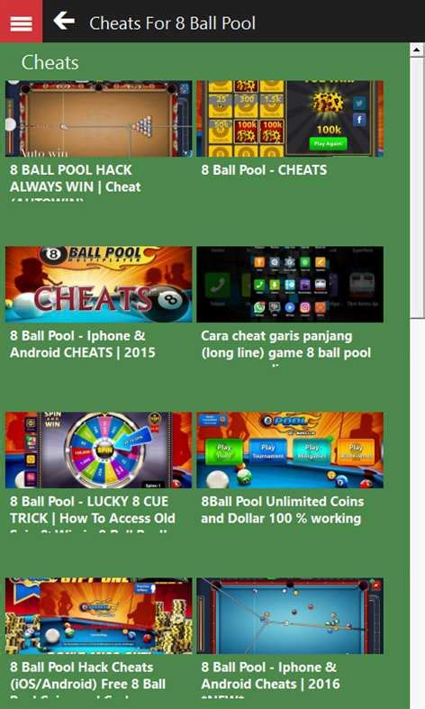 Check out these game screenshots. Cheats for 8 Ball Pool Edition for Windows 10 - Free ...