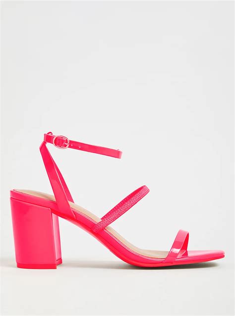 Hot Pink Faux Patent Leather Ankle Strap Block Heel Ww Ankle Strap