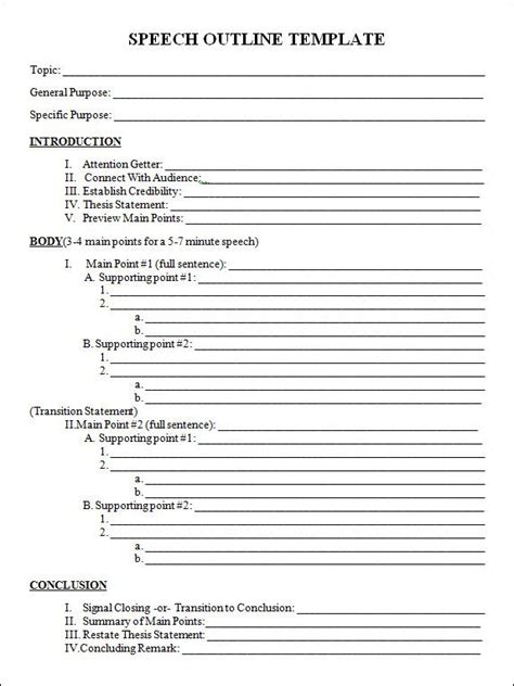Create an outline of your speech to organize the content. Outline Template - 11+ Download Free Documents in PDF ...