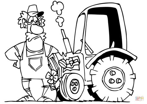 1024 x 724 jpg pixel. Tecknad Bonde och hans Traktor Målarbok | Gratis ...