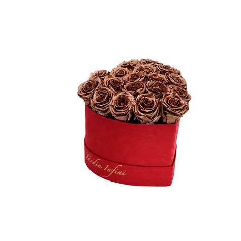 Copper Preserved Roses In A Heart Shaped Box 16 18 Roses Red Box Le