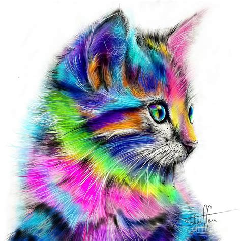 Rainbow Cat Painting By Shaff Oceans