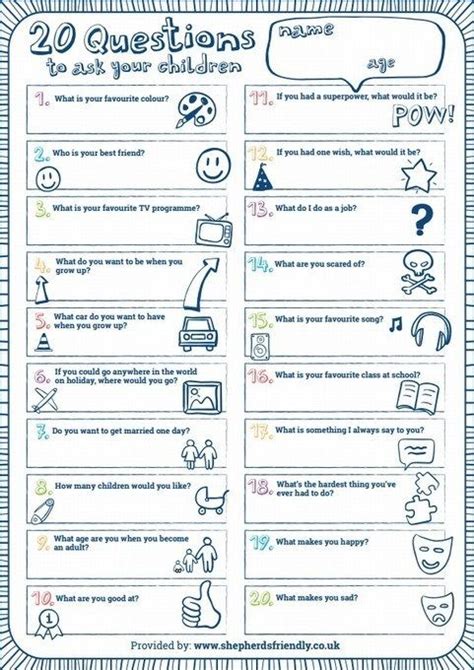 Questions To Ask Your Children Activity Et Speaks From Home Kids