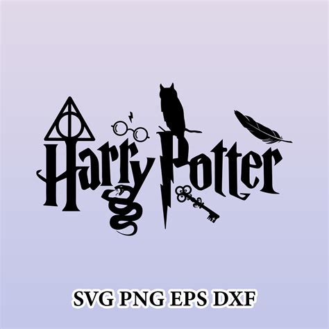 harry potter svg font with an owl, raven, and hogwarts symbols