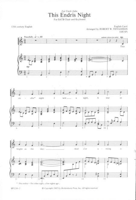 This Endris Night By Robert W Thygerson Octavo Sheet Music For Satb Choir Buy Print Music