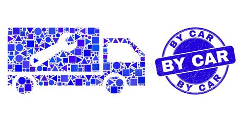 Blue Grunge By Car Stamp And Repair Lorry Mosaic Stock Vector