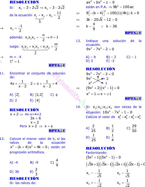 TeorÍa De Ecuaciones Ejercicios Resueltos Matematicas Problemas Resueltos