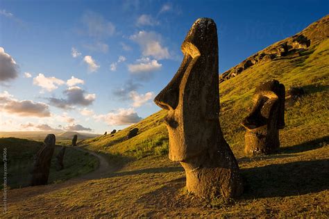 South America Chile Rapa Nui Easter Island Giant Monolithic Stone