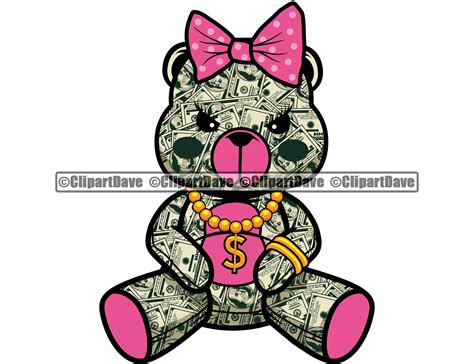 Digital Drawing And Illustration Gangster Teddy Bear Money Spread Leg