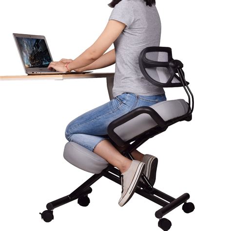 Dragonn By Vivo Ergonomic Kneeling Chair With Back Support Gray