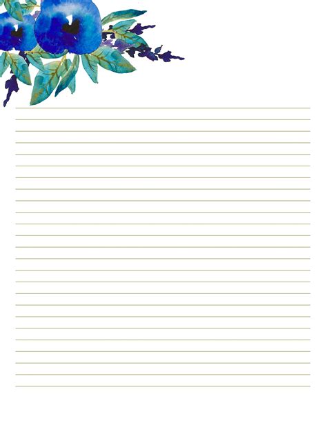 Floral Writing Paper Printables Letter Paper 85 X 11 In Be8