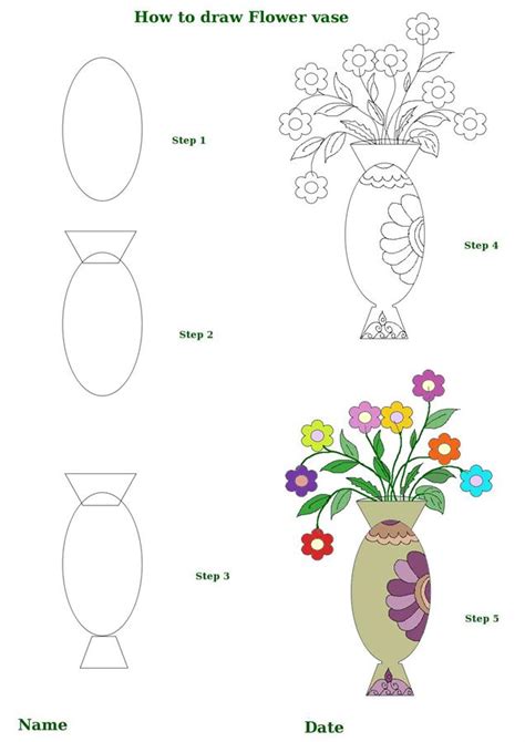 How to draw a rose with a stem. how to draw flower vase