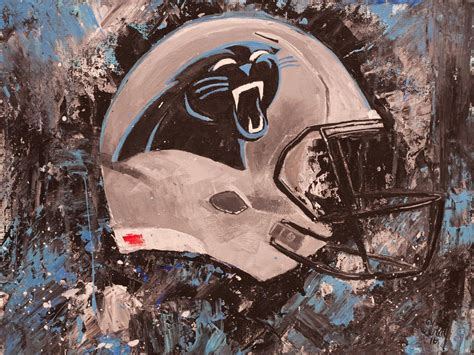 Carolina Panthers Art Original Painting Carolina Panthers Helmet