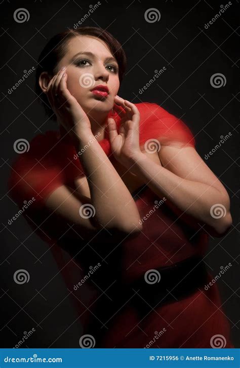 Woman In Red Stock Photo Image Of Glamour Background 7215956