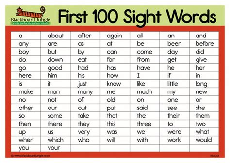 First 100 Sight Words A5 Blackboard Jungle