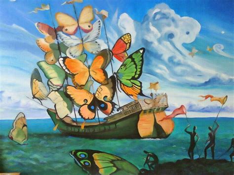 Salvador Dali Ship With Butterfly Sails Canvas Or Print