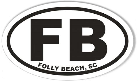 Fb Folly Beach Sc Oval Bumper Sticker Etsy